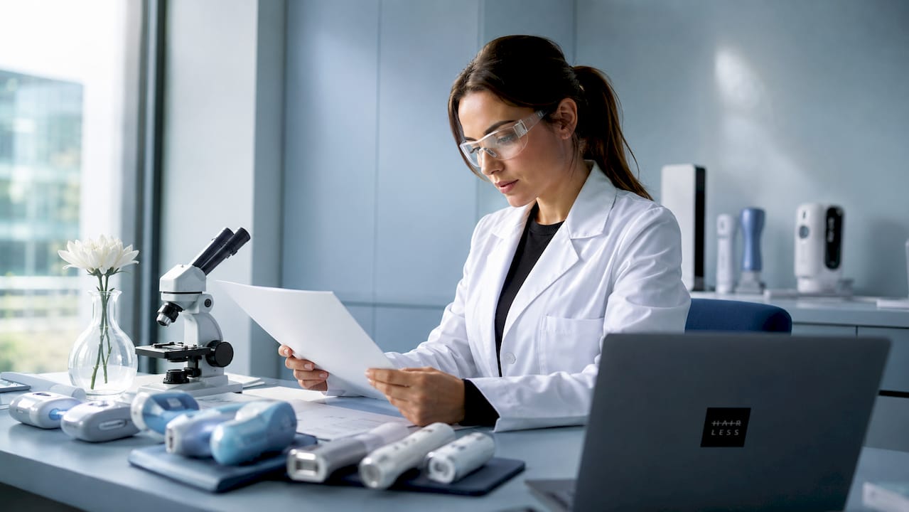 Inšpektor kontroluje certifikačné doklady priamo v laboratóriu.